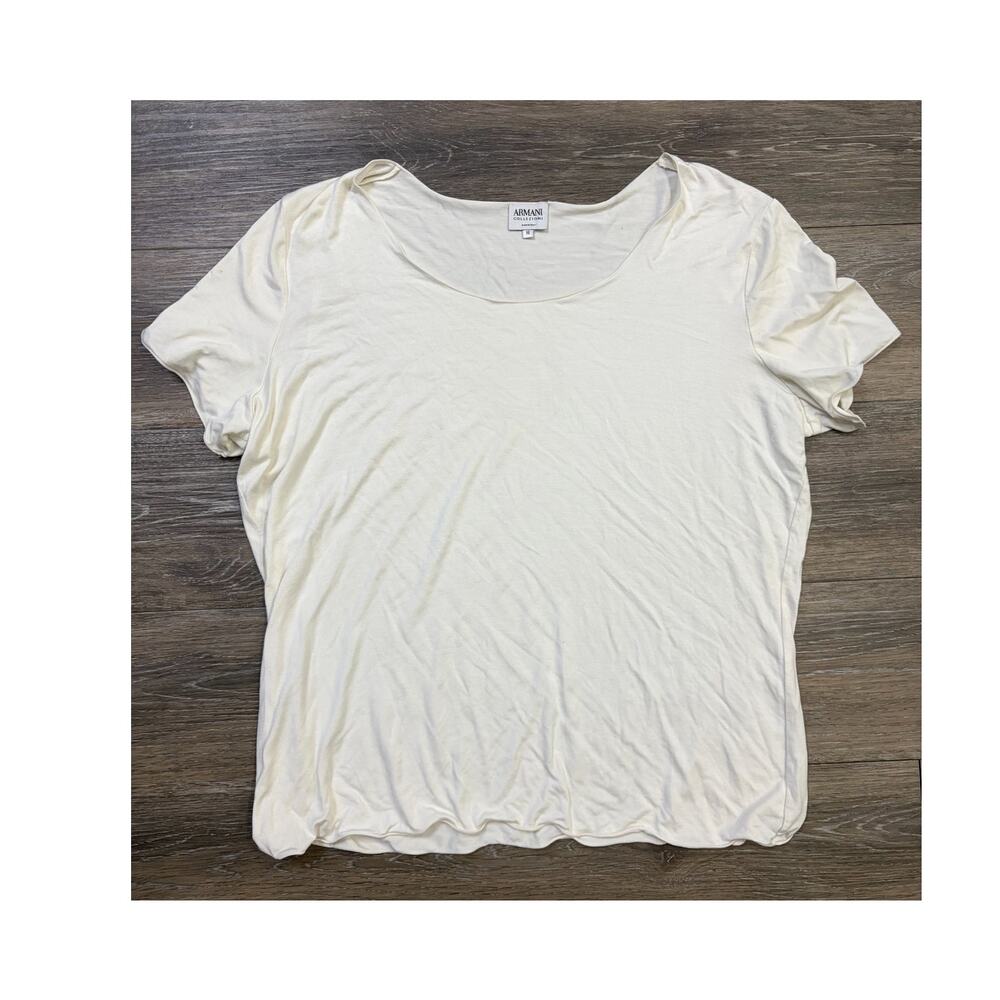 Armani Collezioni White Tee Womens 16 Short Sleeve Designer Top